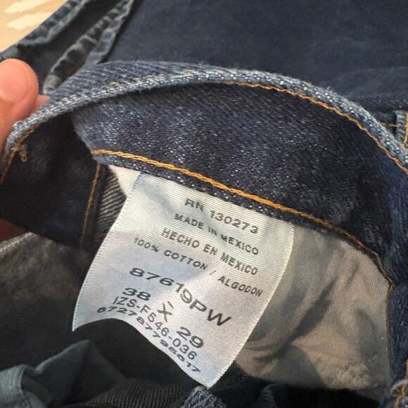 Rustler Jeans Mens 38x29 Blue Denim Straight Leg Relaxed Fit Classic 87619PW - Picture 2 of 12